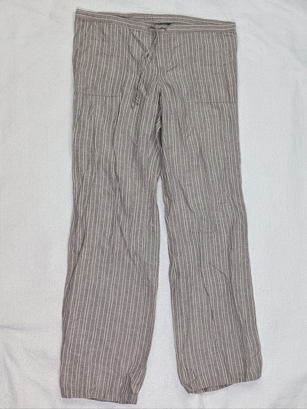 VICTORIA'S SECRET Striped Linen Blend Lounge Pants Womens Size 4 Gray White